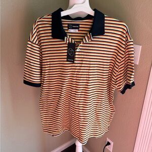 Original use stripe Polo Shirt - Black, Yellow, and White